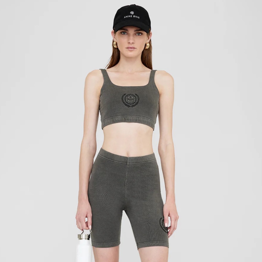 Anine Bing Gray Athletic crop top and shorts set XS